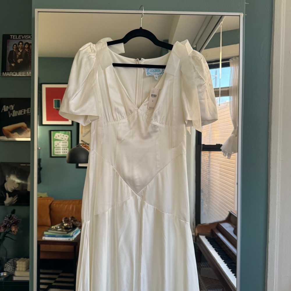 Mare Mare V-Neck Bow Flutter-Sleeve Slip Dress - Picture 3 of 7